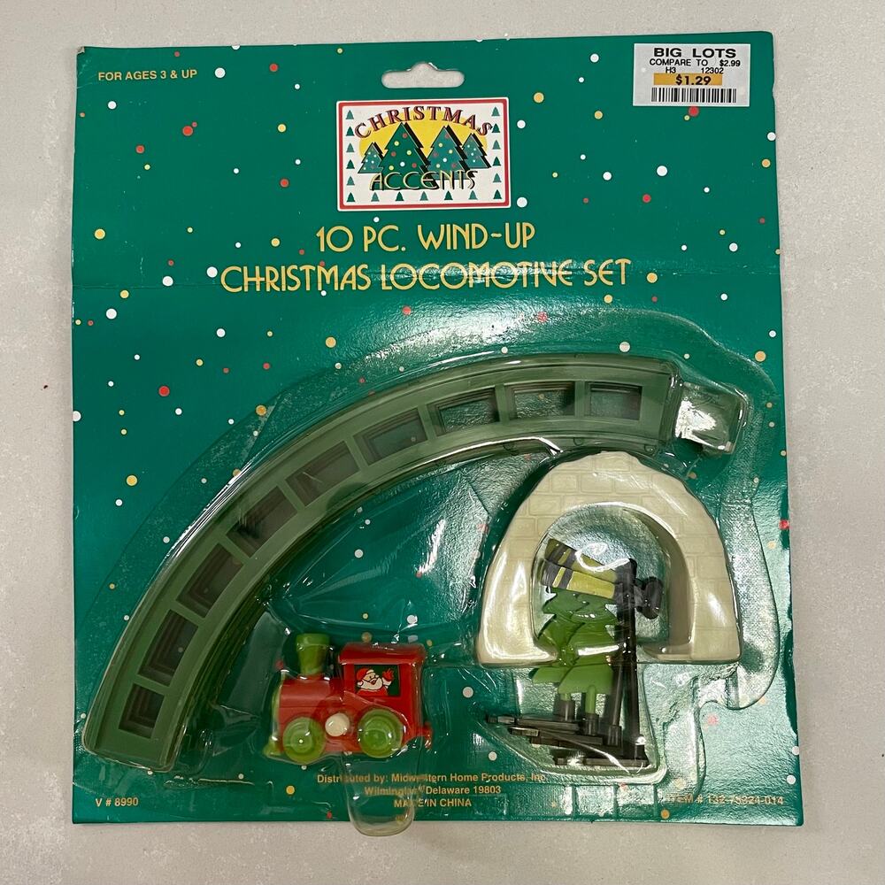 Vintage Christmas Accents 10pc Wind-up Christmas Locomotive Set